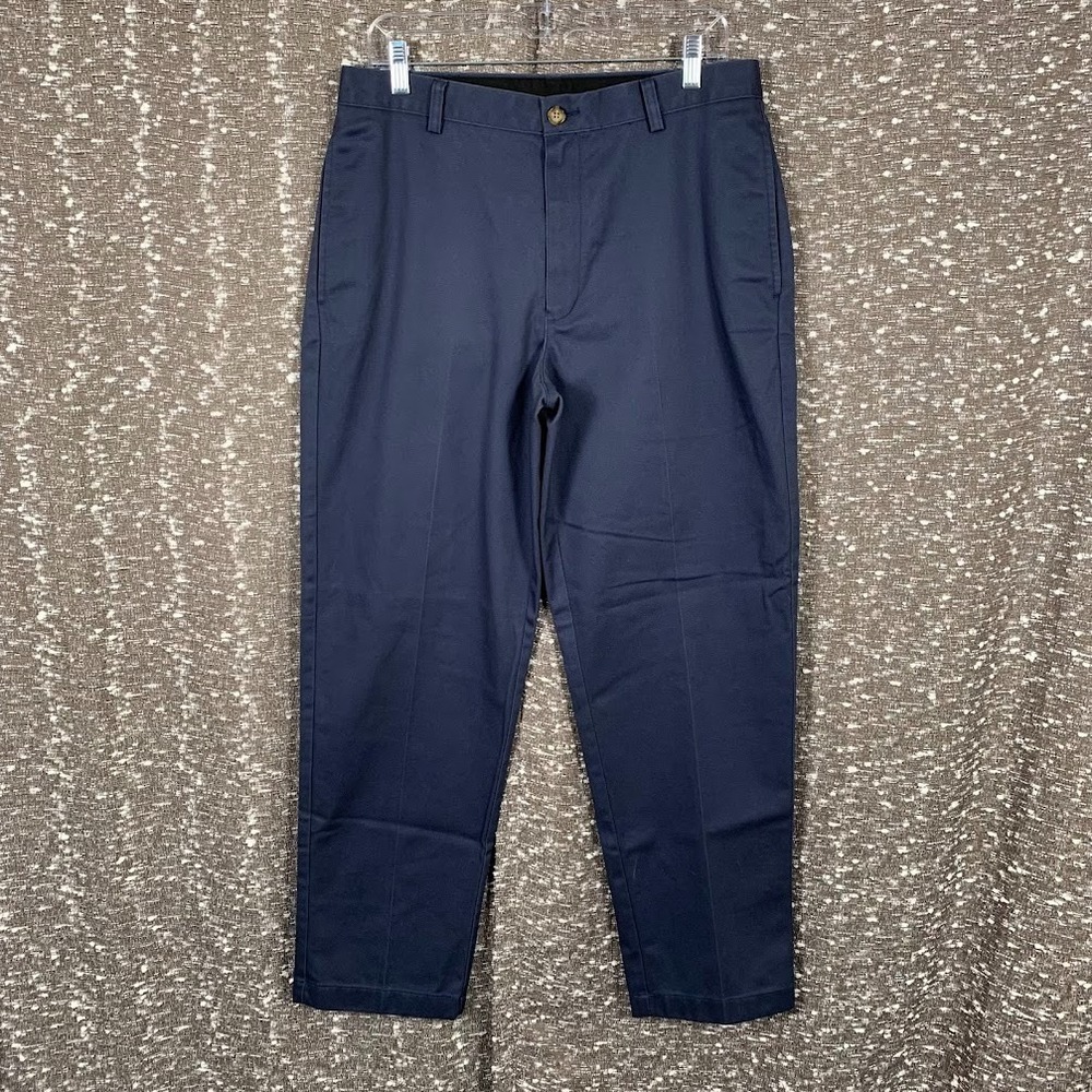 LL Bean Classic Fit Pants Chino Slacks Navy Blue Office Workwear Men's 33x30